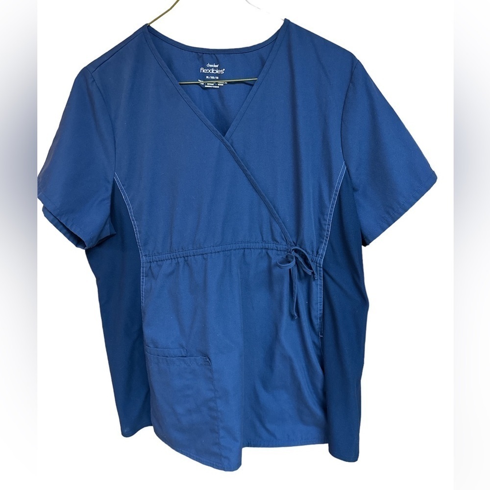 Cherokee Navy Blue Polyester/Cotton/Spandex Scrub Top XL